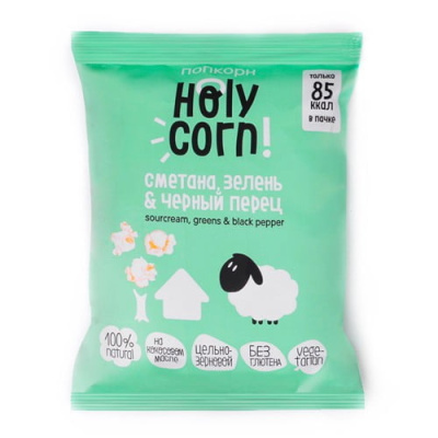 Кукуруза воздушная сметана, зелень и черный перец Holy Corn