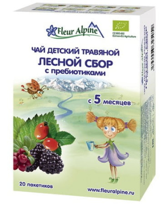 Чай травяной "Лесной сбор с пребиотиками", для детей с 5 месяцев Fleur Alpine (Флер Альпин)