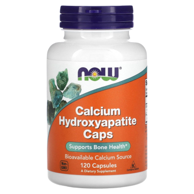 Капсулы с гидроксиапатитом кальция (Calcium Hydroxyapatite Caps), Now Foods, 120 капсул