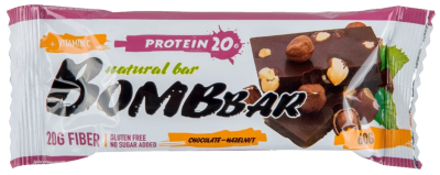 Протеиновый батончик неглазированный "шоколад- фундук", ТМ "Bombbar", 60 гр. (20 шт.)