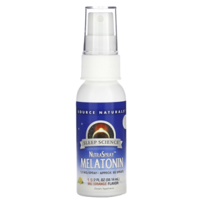 Мелатонин для сна, Спрей (Sleep Science, NutraSpray Melatonin) апельсиновый вкус, Source Naturals, 59,14 мл (2 жидкие унции)