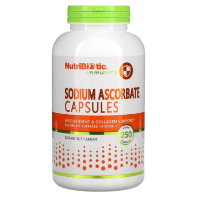 Иммунитет, Аскорбат Натрия (Immunity, Sodium Ascorbate), NutriBiotic, 250 растительных капсул