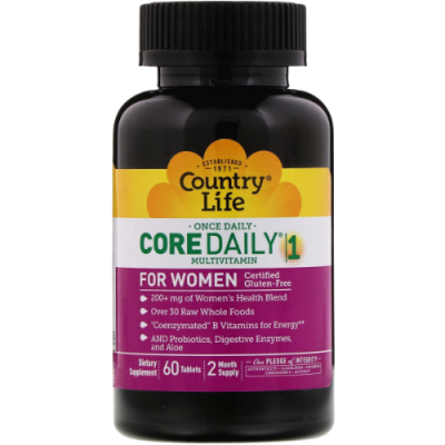 Мультивитамины для женщин Core Daily-1 (Multivitamin Women) Country Life 60 таблеток