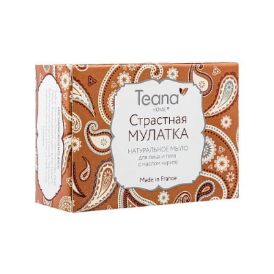 СТРАСТНАЯ МУЛАТКА Натуральное мыло для сухой кожи лица и тела с маслом карите, Teana
