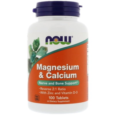 Магний и Кальций (Magnesium and Calcium) Now Foods, 100 таблеток