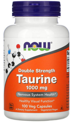 Таурин, двойная сила Нау Фудс (Taurine, Double Strength Now Foods), 1000 мг, 100 растительных капсул