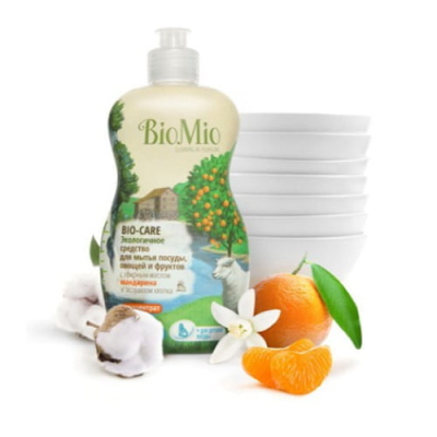 BIO-CARE Средство для мытья посуды, овощей и фруктов с маслом Мандарина 450 мл