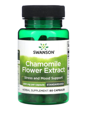 Экстракт цветков ромашки, стандартизированный (Chamomilla Flower Extract) 500 мг, Swanson, 60 капсул