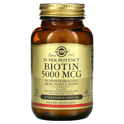 Биотин (Biotin), 5000 мкг, 50 капсул