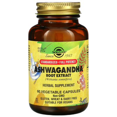 Ашваганда (Ashwagandha Root Extract), Solgar, 60 вегетарианских капсул 