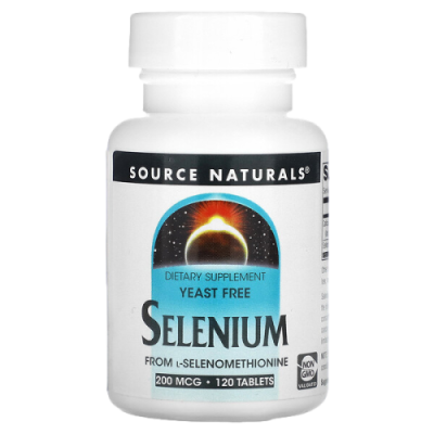 Селен из L-селенометионина (Selenium From L-Selenomethionine) 200 мкг, Source Naturals, 120 таблеток