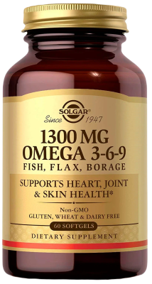 Комплекс жирных кислот 1300 мг Омега 3-6-9, 60 капсул
