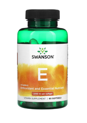 Витамин E (Vitamin E) 1000 МЕ, Swanson, 60 гелевых капсул