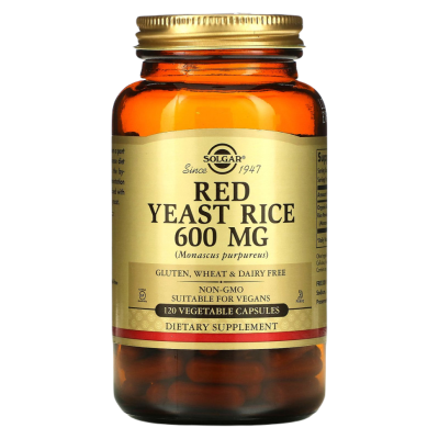 Красный ферментированный рис (Red Yeast Rice), 600 мг, SOLGAR, 60 вегетарианских капсул