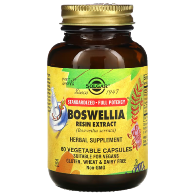 Экстракт смолы босвеллии Солар (Boswellia Resin Extract) Solgar, 60 вегетарианских капсул