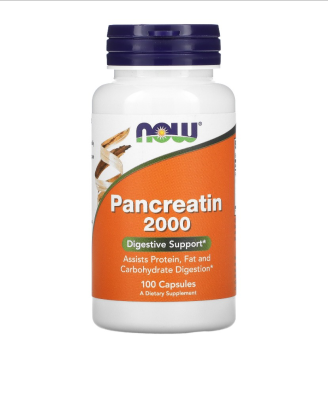 Панкреатин Now Foods, 2000 мг, 100 капсул