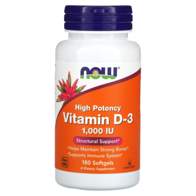 Витамин Д3 Нау Фудс (Vitamin D3 Now Foods), 1,000 МЕ 180 капсул