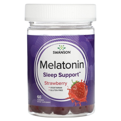 Мелатонин, низкая доза (Melatonin low dose), клубника, Swanson, 60 жевательных таблеток