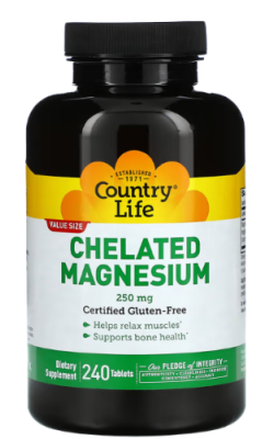 Хелат магния (Chelated Magnesium) 250 mg Country Life 240 таблеток