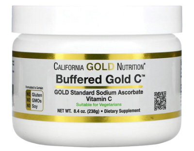 Некислый буферизованный витамин C Калифорния Голд Нутришн (Buffered Gold C California Gold Nutrition), 238 г