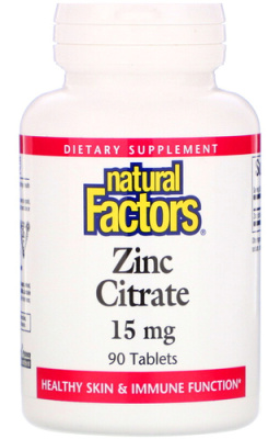 Цитрат цинка Натурал Факторс, 15 мг, 90 таблеток