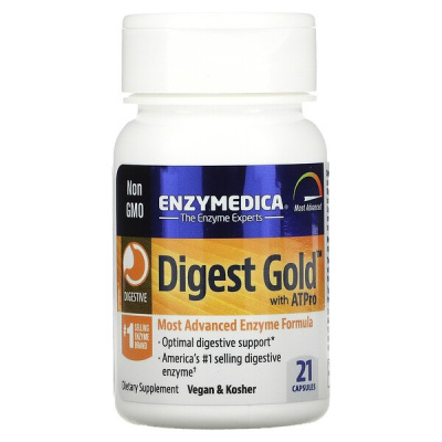Дайджест Голд с АТПро Комплекс пищеварительных ферментов (Digest Gold с ATPro), Enzymedica, 21 капсула