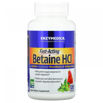 Бетаин Аш Хлор (Betaine HCL), Enzymedica, 120 капсул