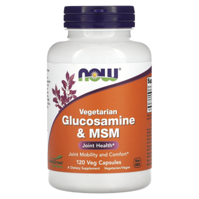 Глюкозамин и Mетилсульфонилметан МСМ Нау Фудс (Glucosamine & MSM NOW Foods) 120 вегетарианских капсул