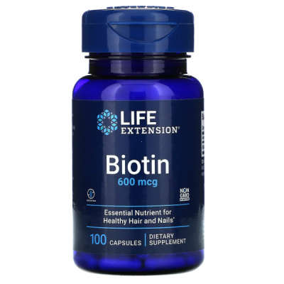 Биотин (Biotin) 600 mcg Life Extension, 100 капсул