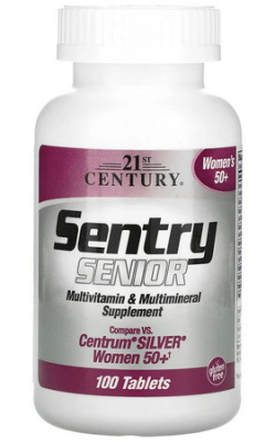 Sentry Senior, витамины и минералы для женщин старше 50 лет 21st Century, 100 таблеток
