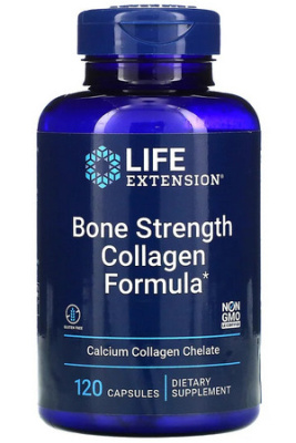 Bone Strength Life Extension (Лайф Экстэншн) - Добавка с коллагеном для укрепления костей, 120 капсул