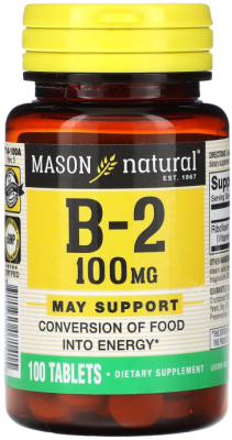 Витамин Б2 (Vitamin B2) 100 мг, Mason Natural, 100 таблеток