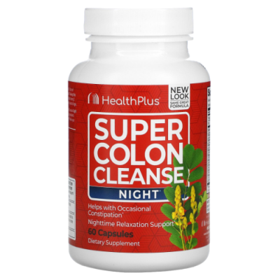 Супер ночное средство для очищения толстой кишки (Super Colon Cleanse Night), Health Plus, 60 капсул
