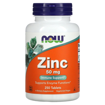 Цинк Нау Фудс (Zinc Now Foods), 50 мг, 250 таблеток