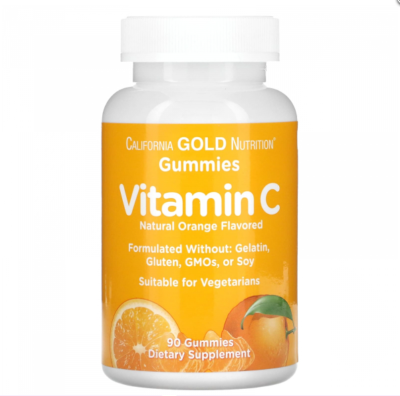 Жевательные таблетки с витамином C (апельсин) California Gold Nutrition, 90 жевательных таблеток