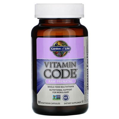 Витаминный код необработанный пренатальный (Vitamin Code Raw Prenatal), Garden of Life, 90 вегетарианских капсул