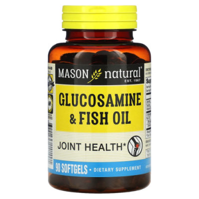 Глюкозамин и рыбий жир (Glucosamine & Fish Oil), Mason Natural, 90 гелевых капсул