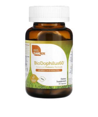 БиоДофилус, Улучшенная формула с пробиотиками (BioDophilus60) 60 млрд КОЕ, Zahler, 30 капсул