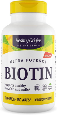Биотин (Biotin) 10,000 мкг, Healthy Origins, 150 вегетарианских капсул