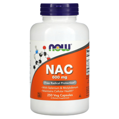 NAC Now Foods (N-ацетилцистеин Нау Фудс), 600 мг, 250 растительных капсул