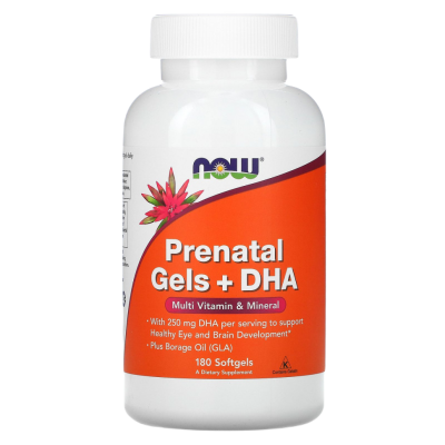 Пренатал Гельс + ДГК Нау Фудс (Prenatal Gels + DHA Now Foods), 180 капсул