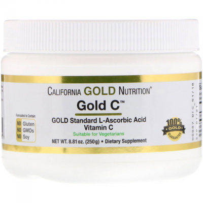 Gold C Powder, витамин C California Gold Nutrition, 1000 мг, 250 г