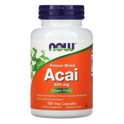 Сублимированные ягоды асаи Нау Фудс (Acai Now Foods), 500 мг, 100 капсул