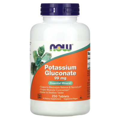 Калий Глюконат (Potassium Gluconate) 99 мг, Now Foods, 250 таблеток