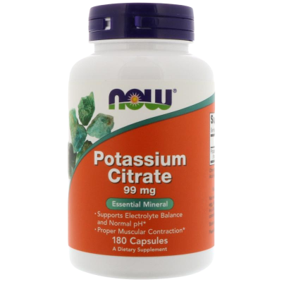 Цитрат калия Нау Фудс (Potassium Citrate Now Foods) , 99 мг, 180 капсул