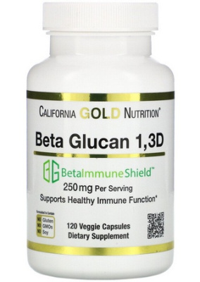 Бета-глюкан 1-3D с Beta-ImmuneShield California Gold Nutrition, 125 мг, 120 растительных капсул