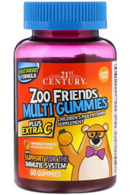Мультивитамины в виде зверей Zoo Friends 21st Century, 60 жевательных конфет