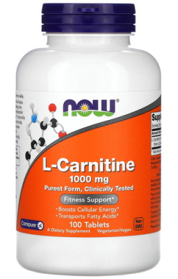 L-карнитин Нау Фудс (L-Carnitine NOW Foods), 1000 мг, 100 таблеток