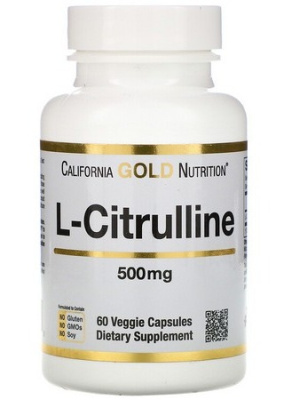 L-цитруллин California Gold Nutrition (L-Citrulline), 500 мг, 60 растительных капсул