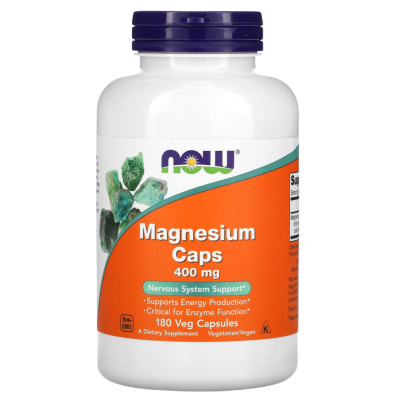 Магний Оксид, Цитрат, Аспартат (Magnesium Caps) 400 мг, Now Foods, 180 вегетарианских капсул